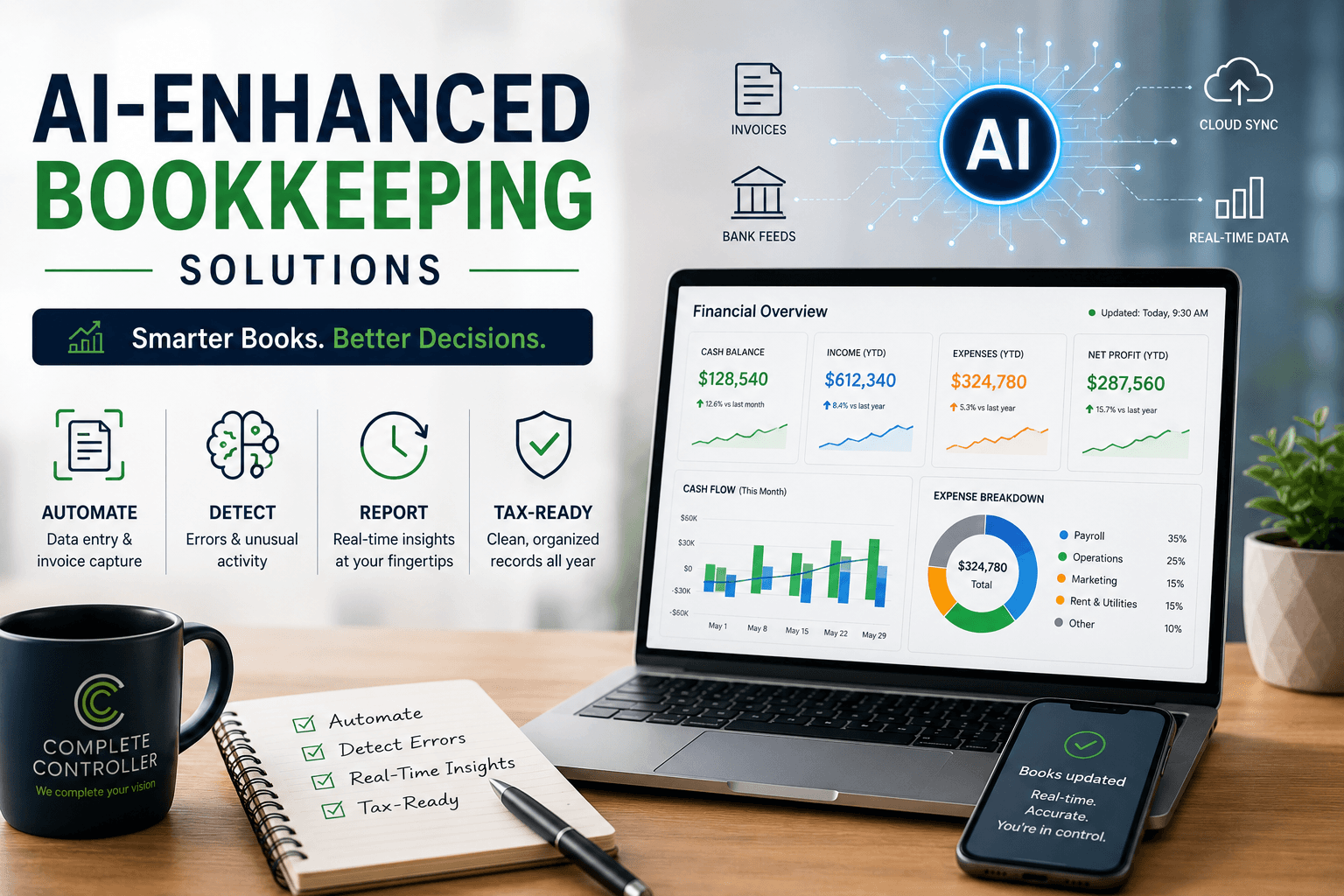 AI-Enhanced Bookkeeping Dashboard - Complete Controller