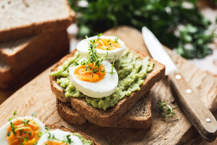 Avocado toast with poached eggs