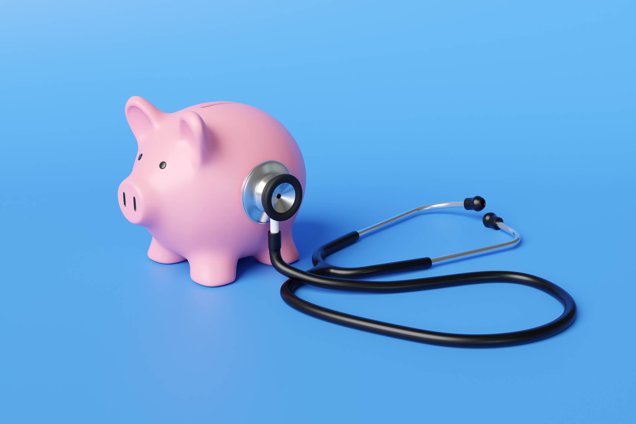 piggy bank with a stethescope