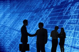 Business people interacting to each other.